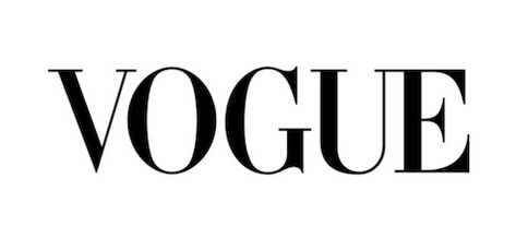 Vogue logo. Fashion magazine press and articles.
